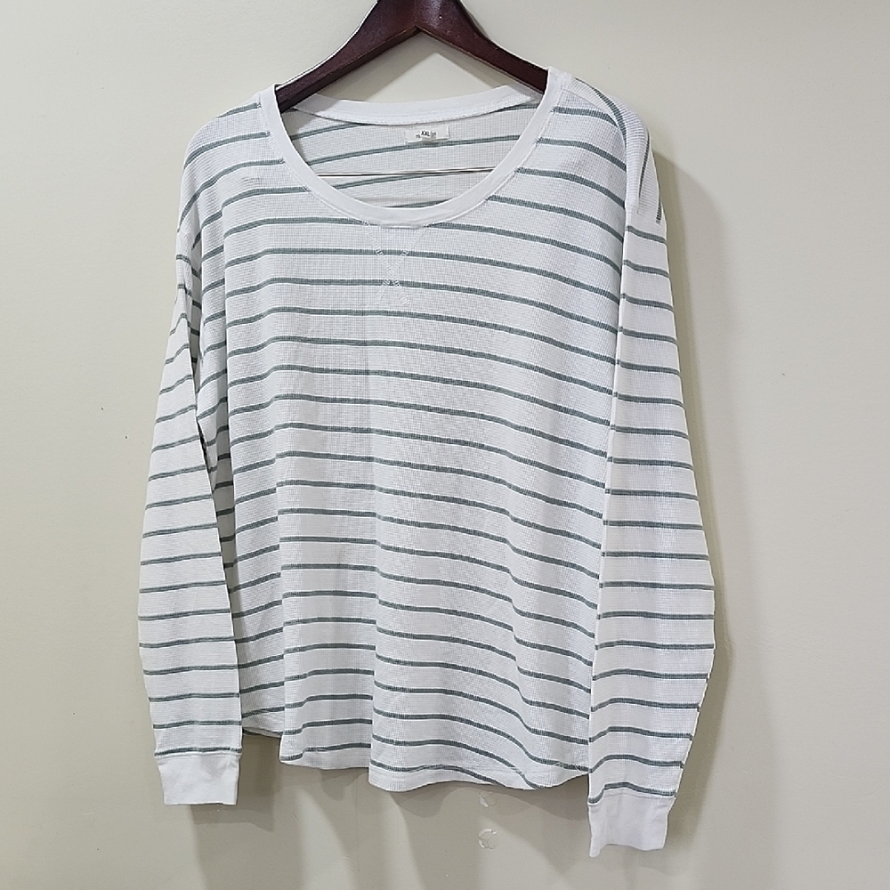 Maurices Ivory and Charcoal Striped Shirt
